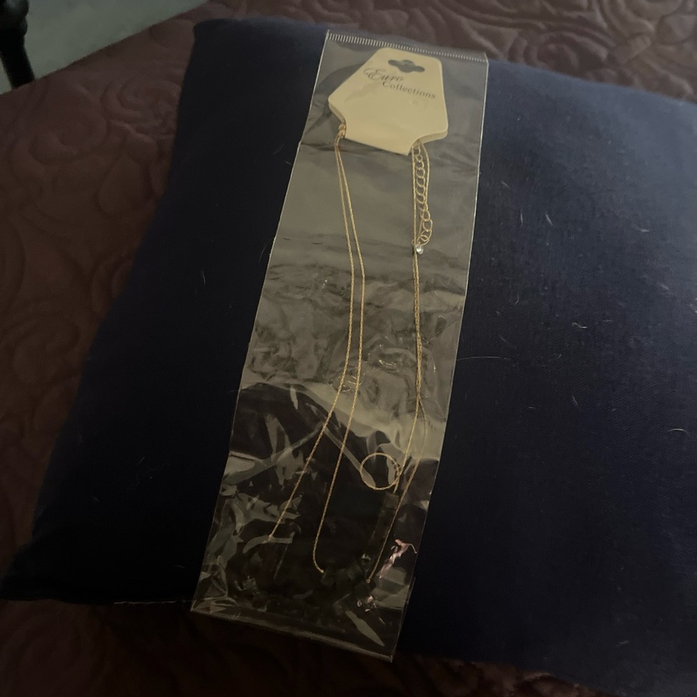 Woman’s Euro Collection Gold Played Necklace with Black Square Stones